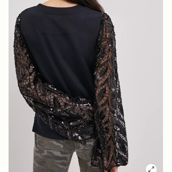 Anthropologie Maeve Tasha laced sleeve sweatshirt- worn twice. 99 retail - Picture 3 of 8